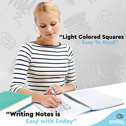 Enday Graph Paper Notebook 8.5 x 11 with Plastic Cover, 1 Black Grid Notebook, Graph paper spiral notebook, Graph notebook, 4 Squares per inch Grid paper notebook, White Paper Quad Ruled Spiral - color: Black