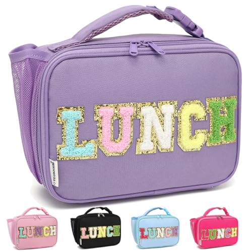 GYEUKHAM Insulated Lunch Box for School, Thermal Reusable Durable Freezable Lunch Bags for Kids Boys Girls Men Women - Small Soft Cooler Portable Lunch Tote Kit for Work Picnic Travel,Purple Alphabet - color: Purple