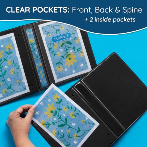 Blue Summit Supplies Small 3-Ring Binder, Junior 1 Inch, Mini 3-Ring Binder, Small Size Fits 5 1/2 x 8 1/2 Paper, Set of Mini Binders Ideal for Playbills or Planner, Black, 6 Pack