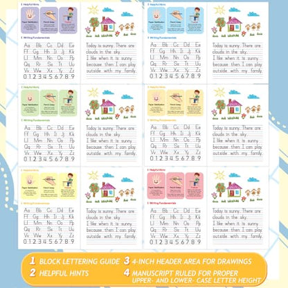 Fulmoon 24 Pcs Primary Composition Notebook K-2 with Picture Space Primary Journal Grades K-2 Draw and Write Journal Composition Book for Preschool Classroom, 80 Sheet (Multicolor) - color: Multicolor