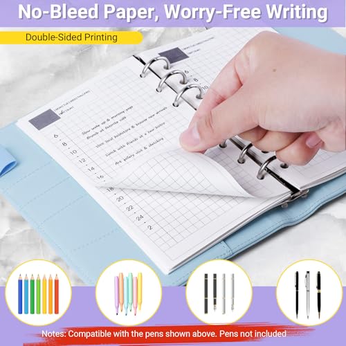 Antner A6 Daily Planner Refill Paper 6 Hole Planner Inserts for A6 6-Ring Refillable Binder, 135 Sheets/270 Pages Undated Day Loose Leaf Filler Paper with 12 PCS Binder Dividers for Daily Schedule - color: Daily Plan Paper