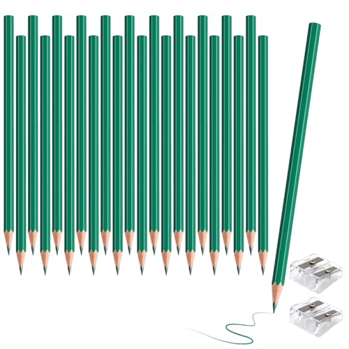 24 Pack Green Colored Pencils for Kids, Pre-sharpened Art Pencils Back to School Supplies Set, Drawing Sketching Pencils for Students, Teachers, Classroom - color: green