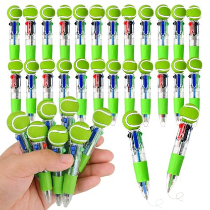 Tennis Party Favors Tennis Pens Mini Multicolor Pen in One Cute Fun 4-in-1 Pens Bulk Cool Ballpoint Pen for Birthday Gifts Teacher Supplies (Tennis, 24) - style: Tennis