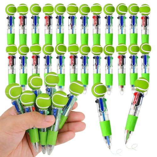 Tennis Party Favors Tennis Pens Mini Multicolor Pen in One Cute Fun 4-in-1 Pens Bulk Cool Ballpoint Pen for Birthday Gifts Teacher Supplies (Tennis, 24) - style: Tennis