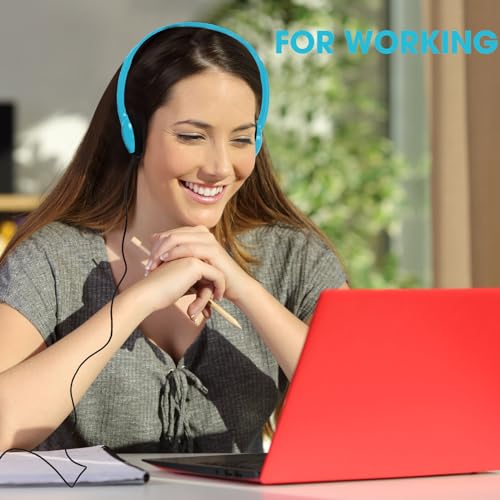 Konohan 30 Pack Headphones Bulk Headphone for School Classroom Student Wired Headphones Adjustable with 3.5 mm Jack for Adults (Sky Blue) - color: Blue