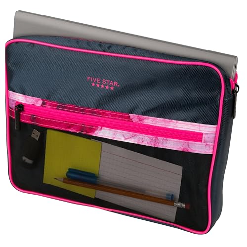 Five Star Zipper Binder, 3 Inch 3-Ring Binder with D Rings, Removable Padded Case, 5-Tab Expanding File and Multi-Use Strap, 850 Sheet Capacity, Navy/Pink (292960D) - color: Navy/Pink, size: 3 Inch