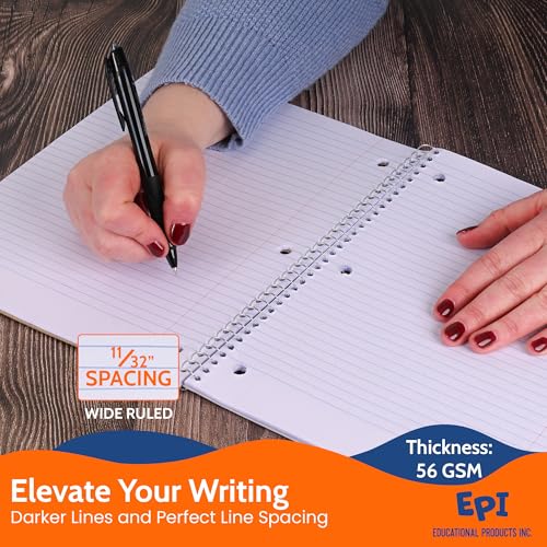 EPI Spiral Notebook | Wide - 70 Sheets, Durable Spiral Binding | 10.5 x 8 in | Classroom Supplies | School, Office, Note Taking, Journaling - 48 Pack - color: Green, size: 48