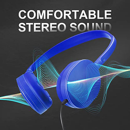Flutesan 30 Pack Wired Headphones, Adjustable On Ear Headphones with Stereo, Earbuds for Schools, Laptop, Travel, Plane, Tablet(Mixed Colors) - color: Mixed Colors