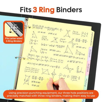 Dynta 15 Sets Binder Dividers 75 Dividers, 8.5 X 11 Paper Binder Dividers Blank with 5 Big Tabs for School, Office and Home, Colorful