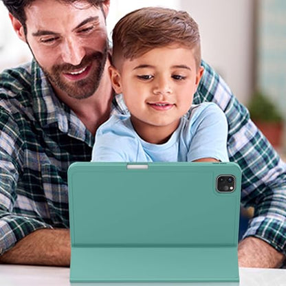 ZryXal iPad Pro 11 Inch Case (M5) 2025/ (M4) 2024 (Model: A2836/A2837/A3006), Trifold Stand Smart Cover with Pencil Holder and Soft TPU Back, Auto Wake/Sleep (Forest Green) - color: Forest Green