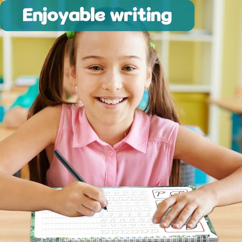 chiazllta 2 Pack Cursive Grooved Handwriting Workbooks Magic Grooved Cursive Reusable Writing Practice Copy Books with Disappearing Ink Pens for Beginners Learning Activities Supplies (Letters&Number) - style: Letters&Number