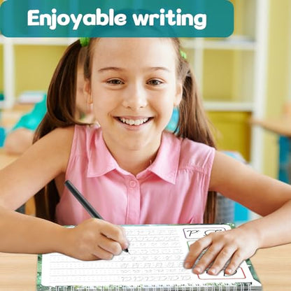 chiazllta 2 Pack Cursive Grooved Handwriting Workbooks Magic Grooved Cursive Reusable Writing Practice Copy Books with Disappearing Ink Pens for Beginners Learning Activities Supplies (Letters&Number) - style: Letters&Number