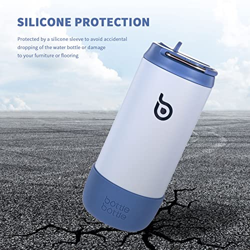 BOTTLE BOTTLE Kids Water Bottle 12 oz for Boys Girls blue | Insulated Water Bottles with Leak Proof Lid,Silicone Boot, Straw Cup for School Sports Travel,Gifts - color: Blue