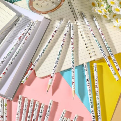 Tenceur 24 Pcs 5th Graders Pencils Bulk Motivational Pencils with Erasers Inspirational Pencil with Back to School Supplies for Kids Student Teacher Classroom Reward - style: 5th Graders
