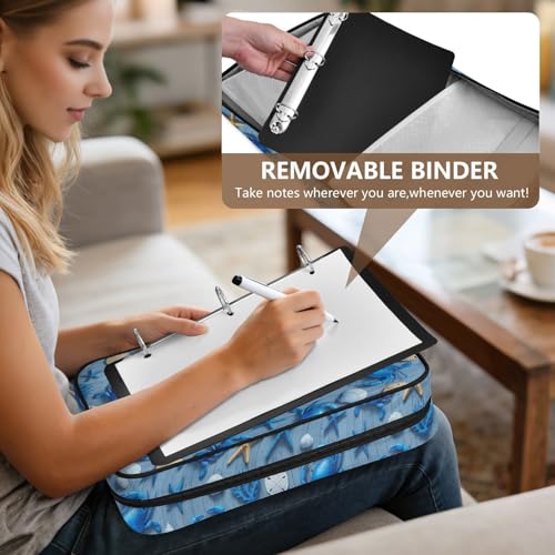 Heavy-Duty 3-Hole Ring Board Binder Organizer Bag with 7-Pocket Expandable Filing Layer and Mesh Storage Pouch for Executive Workflows Blue Crabs