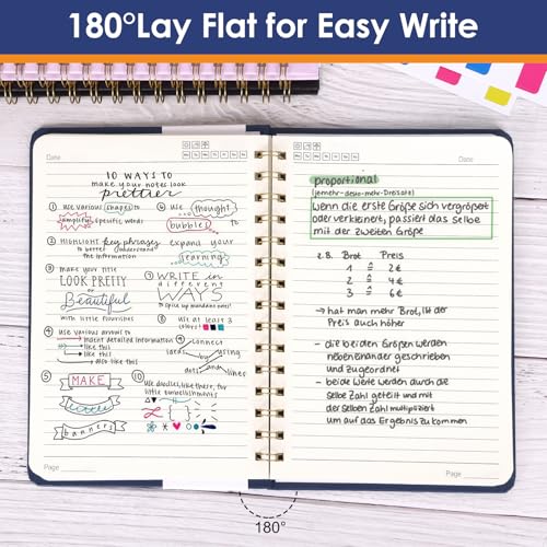 LABUK Spiral Notebook, 160 Pages A5 Lined Hardcover Notebook, 5.5 x 8in Spiral Journal for Women and Man, Work, Writing (Navy Blue) - color: 4-navy blue, style: A5