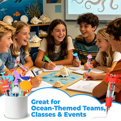 Under the Sea Party Favors Ocean Animals Multicolor Pen in One Cute Fun 4-in-1 Pens Bulk Cool Ballpoint Pens for Birthday Gifts Teacher Supplies (Sea Animal, 12) - style: Sea Animal