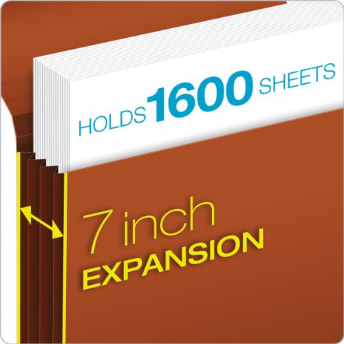 Pendaflex File Wallets, Heavy Duty, 5-Pack, Letter Size, Extra Wide, 7" Expansion, Brown, Elastic Cord Closure, Reinforced Covers for Secure Home Office Document Storage - size: Letter