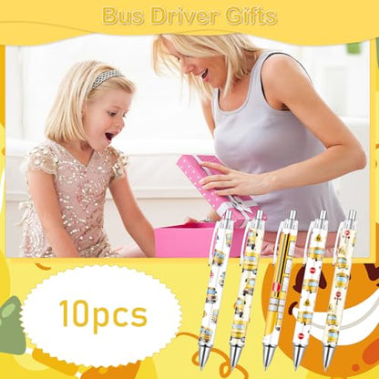 School Bus Driver Ballpoint Pens 10 Pcs Bus Driver Appreciation Gifts Pens Set Inspirational Retractable Writing Ball Point Pen Thank You Gift for Employee Coworker Office Supplies - style: 10 Pcs School Bus Driver