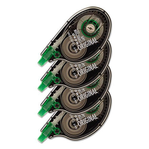 Tombow 68626 MONO Correction Tape, Non-Refillable, 1/6-Inch x 394-Inch, White Tape, 4/Pack