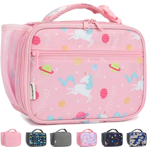 GYEUKHAM Insulated Lunch Box for School, Thermal Reusable Durable Freezable Lunch Bags for Kids Boys Girls Men Women - Small Soft Cooler Portable Lunch Tote Kit for Work Picnic Travel,Pink Unicorn - color: Pink Unicorn