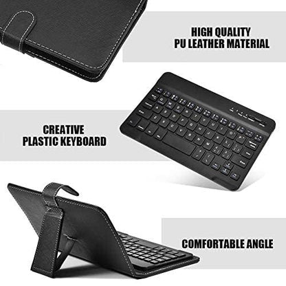 Wireless Bluetooth Keyboard for Phone With Protective Case - Mini Portable Foldable for Width of 6-9.5cm Cell Phones (Black)