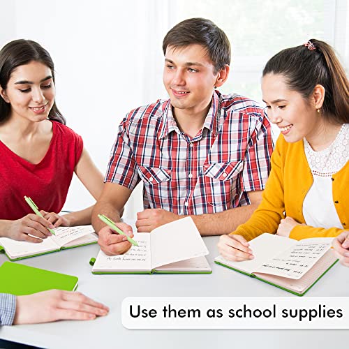feela 12 Pack Notebooks Journals Bulk, Hardcover Notebook Classic Ruled Lined Journals with Pen Holder for Women Girls School Business Supplies, with 12 Black Pens, 120 GSM, 5.1”x8.3”, A5, Green - color: 12 Green