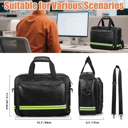 Fireproof Document Bag with Accordion File Organizer | Ul94-Rated to 1500°F, 15.6" Laptop Sleeve, Waterproof Zipper, Reflective Strip, Handle & Shoulder Strap