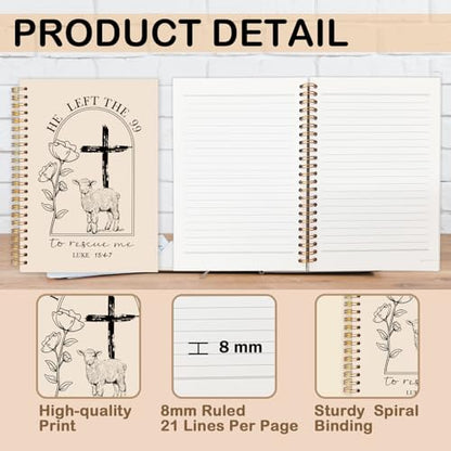 Christian Jesus Spiral Bible Notebook for Women,Christian Gifts,He Left the 99 to Rescue Me Lamb Journal, Jesus Christian Gifts for Women, Prayer Journal for Women,A5 Spiral Hardcover 5.5x8.3 - color: Christian Jesus