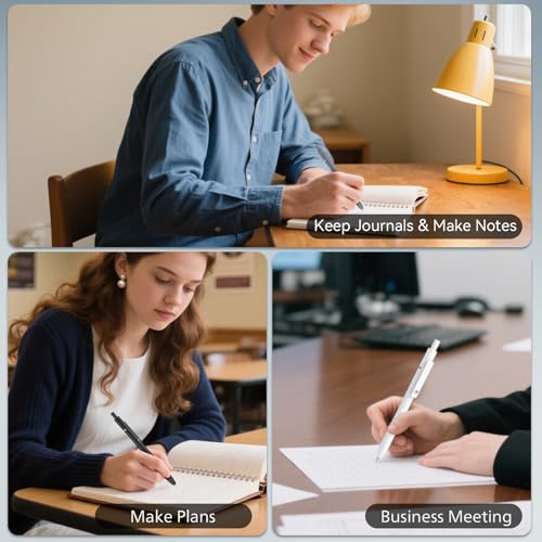 ACEES Gel Pens, 6 Pcs 0.5mm Fine Point Black Ink Pen With Smooth Writing, Office Desk Accessories, School Writing Supplies Gifts for Men Women, Quick Dry Pens For Journaling, Black/Gray/White - color: Black Gray White