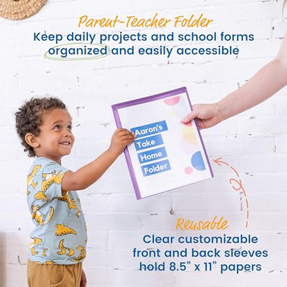 ECR4Kids 2-Pocket Parent-Teacher Classroom Communication Folder, School Supplies, Bright Purple, 36-Piece - color: Purple