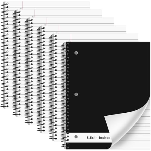 Resurhang 6 Pcs Legal Pad Top Spiral Bound Notebook 70 Sheets Double Sided College Ruled Paper Notepad Memo Steno Pad with Stiff Cover for Business College (8.5 x 11 Inches,3 Hole Punch,White) - color: White, size: 8.5 x 11 Inches, style: 3 Hole Punch