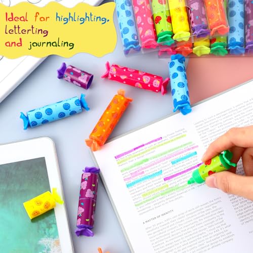 Teling 144 Pcs Mini Highlighters Bulk for Goodie Bags, 6 Colors Candy Shaped Pastel Highlighter Pens with Fruit Patterns for Party Favors, Classroom Prizes, Teacher Rewards, Birthday Gift Bag Stuffers - style: Fruit
