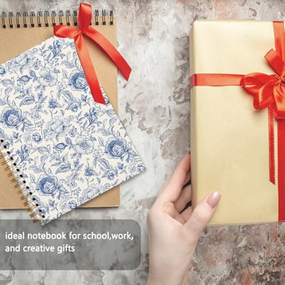 Blue Floral Chinoiserie Notebook Journal, Baby Shower Guest Book, Office School Supplies Hardcover Lined Notebooks Spiral, Baby Shower Gifts for Women Gilrs, 5.5x8.3 inch - color: White2