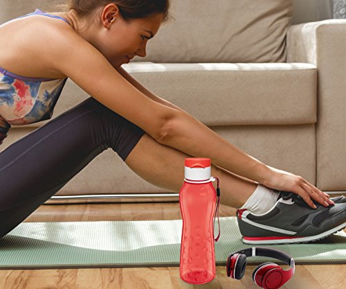 MILTON Sports Water Bottle Kids Reusable Leakproof 25 Oz 4-Pack Plastic Wide Mouth Large Big Drink Bottle BPA & Leak Free with Handle Strap Carrier for Cycling Camping Hiking Gym Yoga Fitness