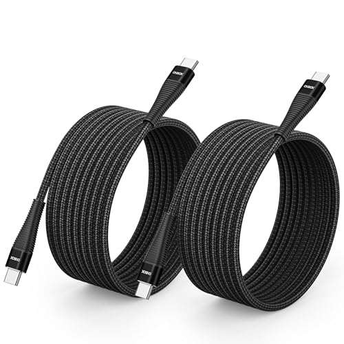 Extra Long USB C to USB C Cable 15FT 2Pack 100W USBC Charger Fast Charging Cord Braided, Type C Cable for iPhone 17 Pro Max, 16/15, iPad Pro/Air/Mini, MacBook, Samsung, Android Phones, Tablet & Laptop - color: Dark Black, size: 15 FT - 2 Pack, style: USB