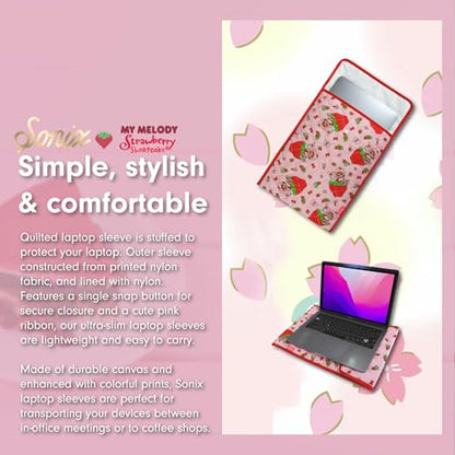 Sonix x Sanrio | Quilted Laptop Sleeve | 13-14 Inch, Quilted Soft Comfy Laptop Carrying Case, Computer Sleeve | My Melody x Strawberry Shortcake (13" - 14") - color: My Melody x Strawberry Shortcake