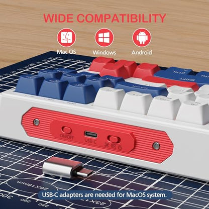 Wireless Keyboard and Mouse Combo with USB-C Dongle for PC Laptop Computer, 2.4 GHz Rechargeable RGB Backlit Creamy Keyboard Works with Windows & MacOS (Light Blue) - color: Light Blue