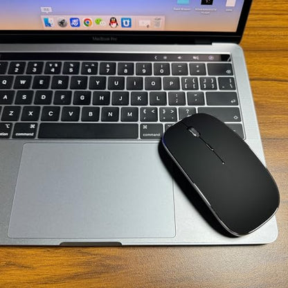 Rechargeable Bluetooth Mouse, Black, 450mAh Battery, 3 DPI Levels, Skin-Friendly, 10-Minute Power Saving - color: Black