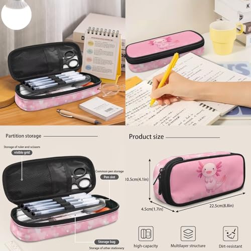 17 Inch Kid's 4PCS Backpack Set, Back to School Essentials | Insulated lunch box, water bottle pouch, pencil case, lightweight, padded shoulder straps, for elementary, middle school - color: Cute Axolotl-2