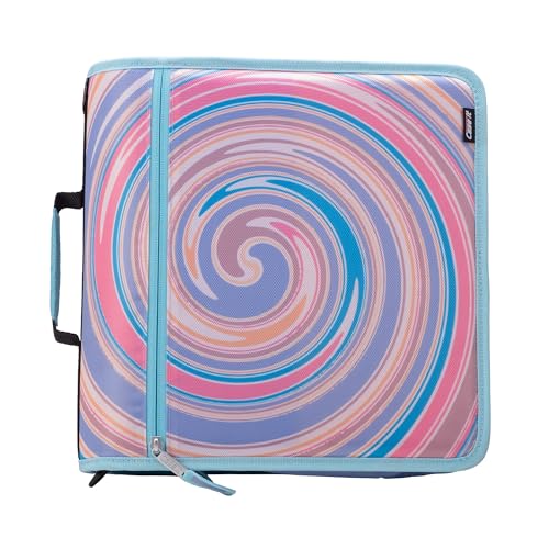 Case-it Mighty Zip Tab School Zipper Binder | 3-Inch O-Rings, 600-Sheet Capacity, 5-Subject Expanding File Folder, Multiple Pockets & Storage Organizer, Shoulder Strap | D-146 Spiral Swirls - color: Multicolor Swirl, size: 1 Pack