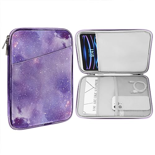MoKo 9-11 Inch Tablet Sleeve Bag Carrying Case with Accessory Pocket | Fits iPad Air 5/4th 10.9, iPad Pro 11 M2, iPad 10th 10.9, Galaxy Tab S9 11 and Tab S8/A8/A7, Purple Starry Sky - color: Purple Starry Sky, size: 9-11 Inch