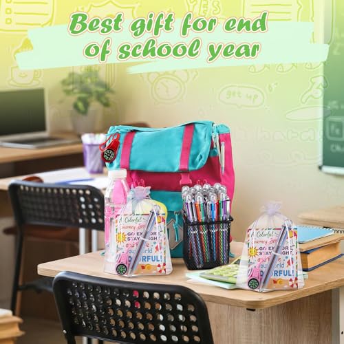 24 Set Graduation Gift Bulk End of Year Student Gifts 6 in 1 Multicolor Ballpoint Pen and Mini Compass with Cards and Organza Bags Classroom Gifts for Pre K Kindergarten
