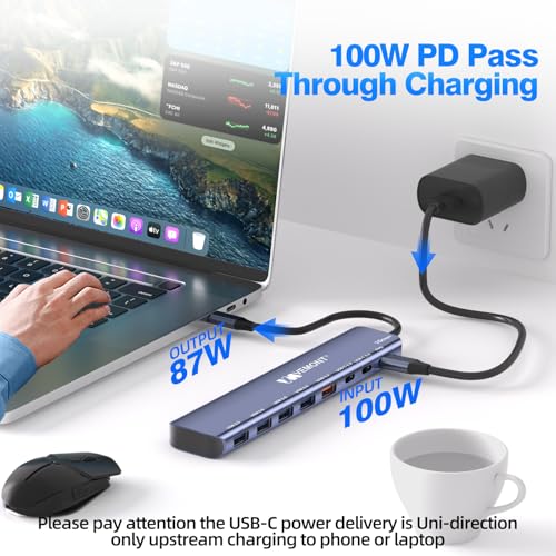 VEMONT 7-in-1 USB C Hub, 10Gbps Aluminum Hub with 2 USB-C 3.2, USB-A 3.2, 4 USB 3.0 Ports, 100W PD Charging, Compatible with MacBook,for iPad, Laptop/Phones and More Device - style: 7 in1 10Gbps