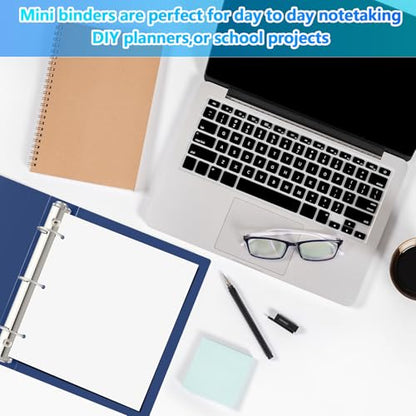 Henoyso 12 Pcs 1.5 Inch Mini 3 Ring Binders Fits 5.5" x 8.5" Paper, Holds(Capacity 350 Sheets), Plastic Flexible Three Round Rings Small Navy Blue A5 Binders Bulk for School, Office Use, Photo Album - color: Navy Blue, size: 1.5 Inch