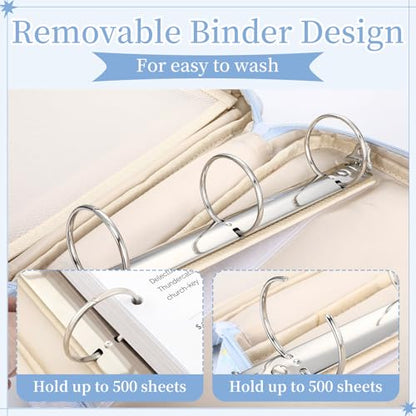 Zipper Binder Folder Keeper with Strap 2 Inch 3 Ring Multi-Pocket Zipper Bag for 13" Laptop 5-tab Expanding File Folder for Women Men Office Middle High School(Blue,Marble) - color: Blue, style: Marble
