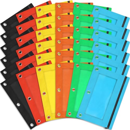 ShyLizard 30 Pack Pencil Pouch Bulk, Pencil Pouches for 3 Ring Binder, Zipper Pencil Pouch Bulk for School, Home and Office, Assorted Colors - color: Multicolor
