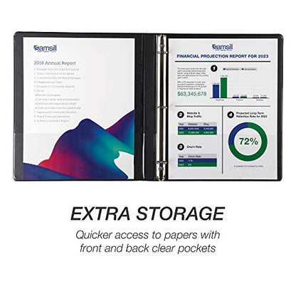 Samsill Durable .5 Inch Binder, Made in the USA, Round Ring Customizable Clear View Binder, Black, 4 Pack (MP48410) - color: Black, size: 0.5-Inch