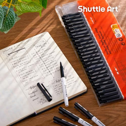 Shuttle Art Permanent Marker, 30 Pack Ultra Fine Point Black Permanent Marker set, Works on Plastic,Wood,Stone,Metal and Glass for Doodling, Marking - size: 1 Count (Pack of 30), style: 30 Pack Black