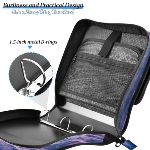3 Ring Zipper Binder Ocean Beach Sea Jellyfish Binders Bag with Shoulder Strap 500 Sheets Paper Organizer Trapper Keeper Documents Storage File Folder for School Office - color: A938